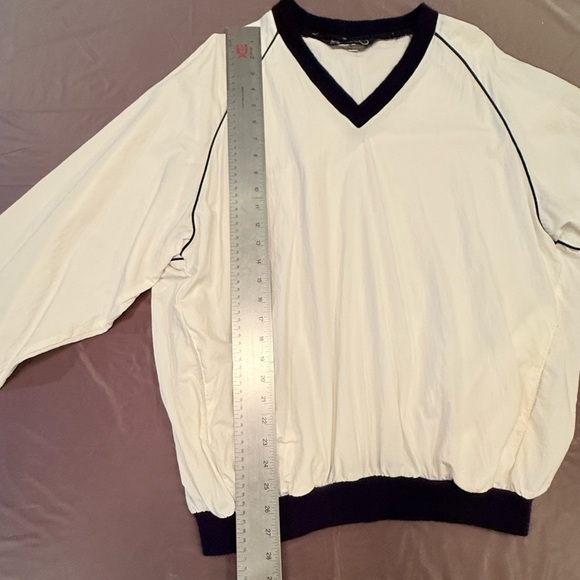 Black/White Lightweight Golf Windbreaker Shirt Jacket V-Neck/Side Pockets Large - Picture 9 of 9